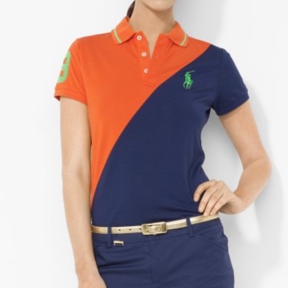 Ralph Lauren Golf‎ NWT size Large Elite Orange and Blue Short Sleeve polo shirt - Picture 1 of 14